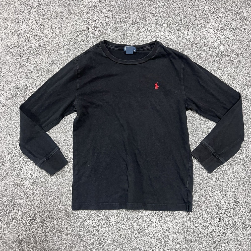 Polo Ralph Lauren Long Sleeve T Shirt Black Red Pony Youth M 10-12